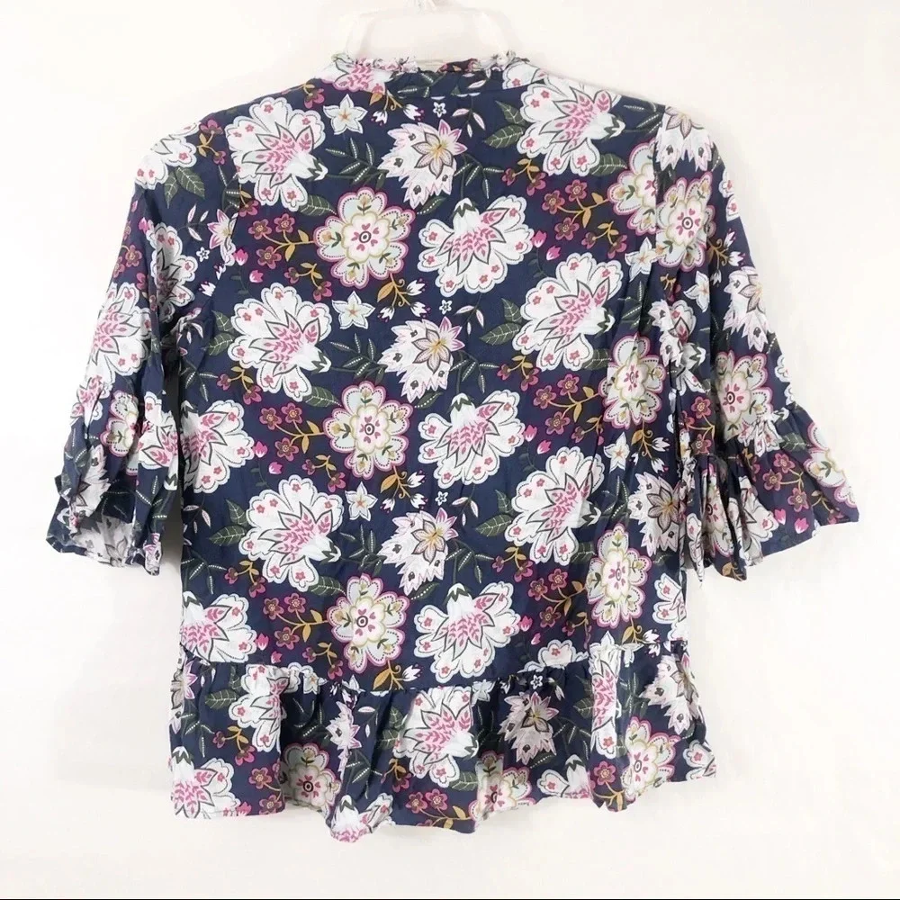 Arizona Jean Company Flowered Blouse Blue size 10